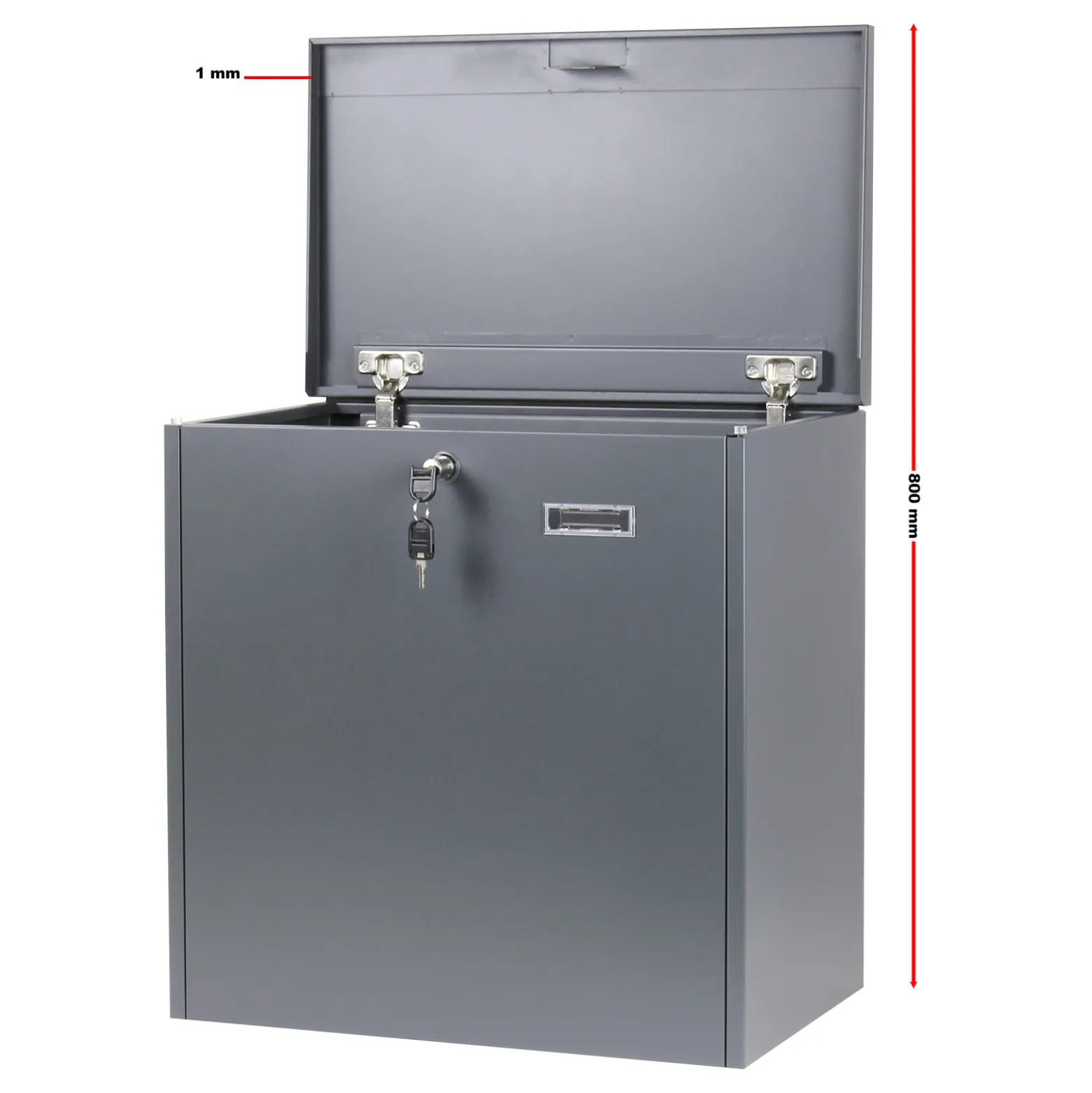 Wiltec Paketkasten grau 508 x 315 x 500 mm, Paketbox Zuhause, private Paketannahme passend für Pakete und Päckchen, Standbriefkasten Wandbriefkasten Stahl
