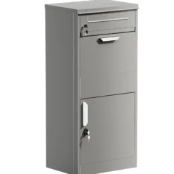 Wiltec Paketkasten grau 500 x 370 x 1120 mm, Paketbox Zuhause, private Paketannahme passend für Pakete und Päckchen, Standbriefkasten Stahl