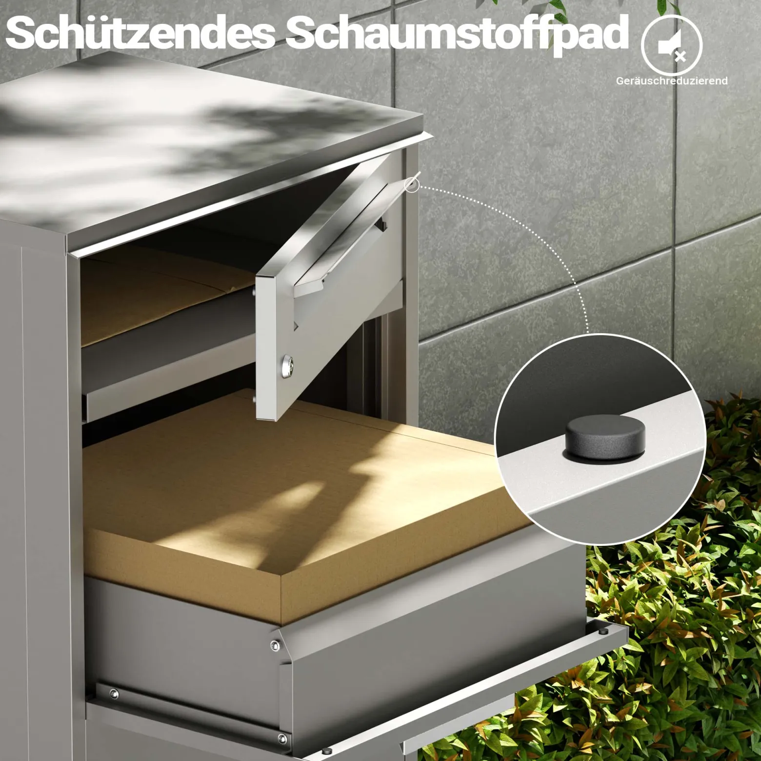 Wiltec Paketkasten grau 500 x 370 x 1120 mm, Paketbox Zuhause, private Paketannahme passend für Pakete und Päckchen, Standbriefkasten Stahl