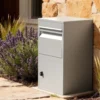 Wiltec Paketkasten grau 410 x 380 x 720 mm Paketbox aus Stahl mit Pulverbeschichtung abschließbarer Standbriefkasten für Paketannahme zu Hause Zustellung von Paket, Post, Brief