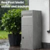 Wiltec Paketkasten grau 410 x 380 x 1020 mm Paketbox aus Stahl mit Pulverbeschichtung abschließbarer Standbriefkasten für Paketannahme zu Hause Zustellung von Paket, Post, Brief