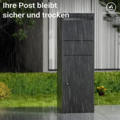 Wiltec Paketkasten schwarz 460 x 450 x 1400 mm, Paketbox Zuhause, private Paketannahme passend für Pakete der Größe S und L, Standbriefkasten