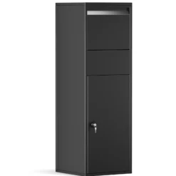 Wiltec Paketkasten schwarz 460 x 450 x 1400 mm, Paketbox Zuhause, private Paketannahme passend für Pakete der Größe S und L, Standbriefkasten
