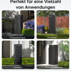 Wiltec Paketkasten schwarz 460 x 450 x 1400 mm, Paketbox Zuhause, private Paketannahme passend für Pakete der Größe S und L, Standbriefkasten
