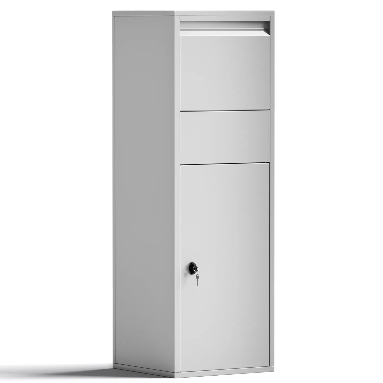 Wiltec Paketkasten silberfarben 460 x 450 x 1400 mm, Paketbox Zuhause, private Paketannahme passend für Pakete der Größe S und L, Standbriefkasten