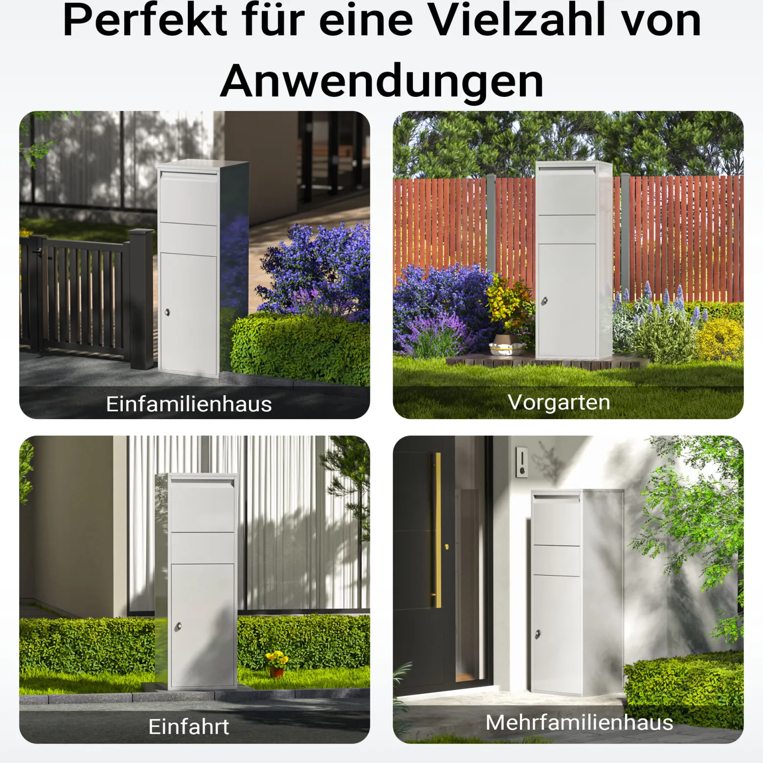Wiltec Paketkasten silberfarben 460 x 450 x 1400 mm, Paketbox Zuhause, private Paketannahme passend für Pakete der Größe S und L, Standbriefkasten