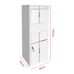Wiltec Paketkasten weiß 460 x 450 x 1400 mm, Paketbox Zuhause, private Paketannahme passend für Pakete der Größe S und L, Standbriefkasten