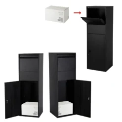 Wiltec Paketkasten weiß 460 x 450 x 1400 mm, Paketbox Zuhause, private Paketannahme passend für Pakete der Größe S und L, Standbriefkasten