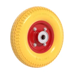 Wiltec Pannensicheres PU Rad 2.80/2.50-4 60 x 230 mm 90 kg, Polyurethan Vollgummi Schubkarren Komplettrad mit Stahlfelge, Schubkarrenrad pannensicher