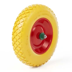 Wiltec Pannensicheres PU Rad 4.8/4.00-8 90 x 390 mm 160 kg, Polyurethan Vollgummi Schubkarren Komplettrad mit Steckachse, Schubkarrenrad pannensicher