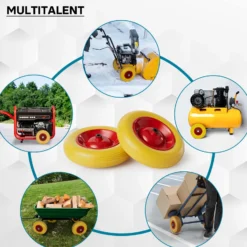 Wiltec Pannensicheres PU Rad 4.8/4.00-8 90 x 392 mm 180 kg, Polyurethan Vollgummi Schubkarren Komplettrad mit Stahlfelge, Schubkarrenrad pannensicher