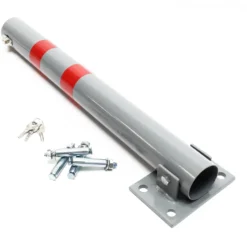 Wiltec Parkpfosten 705 x 75 mm, Parkplatzsperre klappbar rund, Absperrpfosten aus Stahl, Parkpfosten, Poller