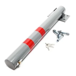 Wiltec Parkpfosten 705 x 75 mm, Parkplatzsperre klappbar rund, Absperrpfosten aus Stahl, Parkpfosten, Poller