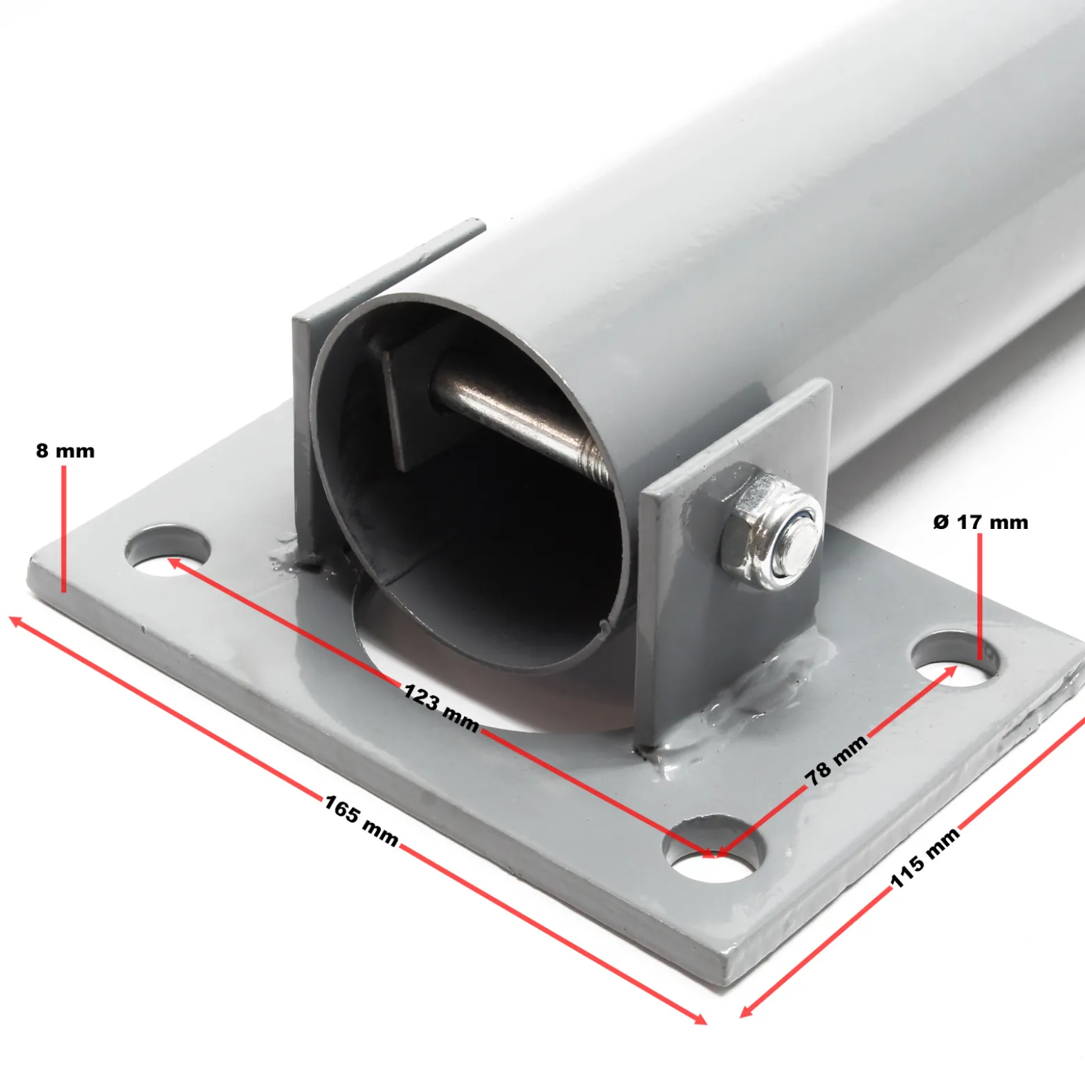 Wiltec Parkpfosten 705 x 75 mm, Parkplatzsperre klappbar rund, Absperrpfosten aus Stahl, Parkpfosten, Poller