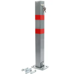 Wiltec Parkpfosten 700 x 160 x 110 mm, Parkplatzsperre klappbar eckig, Absperrpfosten aus Stahl, Parkpfosten, Poller