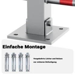 Wiltec Parkplatzbügel umklappbar 48 x 70 cm, mit Vorhängeschloss u. 3 Schlüsseln, Parkpfosten zur Sicherung des Parkplatzes, Sperrbügel aus Stahl