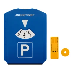 Wiltec Parkscheibe 5-in-1 Parkuhr nach StVO mit Eiskratzer, Einkaufschip, Profiltiefenmesser und Gummilippe