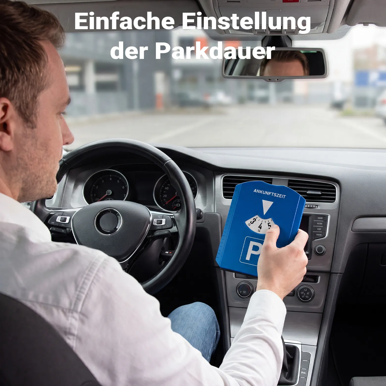 Wiltec Parkscheibe 5-in-1 Parkuhr nach StVO mit Eiskratzer, Einkaufschip, Profiltiefenmesser und Gummilippe