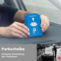 Wiltec Parkscheibe mit Eiskratzer und 3 Einkaufschips, Parkuhr Auto nach StVO, Scheibenkratzer mit Gummilippe