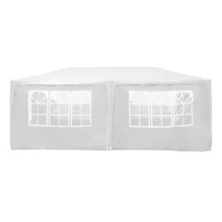 Wiltec Pavillon 3 x 6 m in Weiß mit UV-Schutz 50+, Gartenpavillon mit aufrollbaren Seiten, Partyzelt mit Fenstern für z. B. Terrasse und Festival