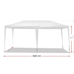 Wiltec Pavillon 3 x 6 m in Weiß mit UV-Schutz 50+, Gartenpavillon mit aufrollbaren Seiten, Partyzelt mit Fenstern für z. B. Terrasse und Festival