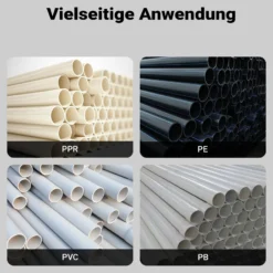 Wiltec PE-Rohr Schweißgerät 2000 W bis 300°C, Muffenschweißgerät inkl. 7 Heizdorne 16-63 mm, Schweissgerät für Rohre, Muffen und Formstücke