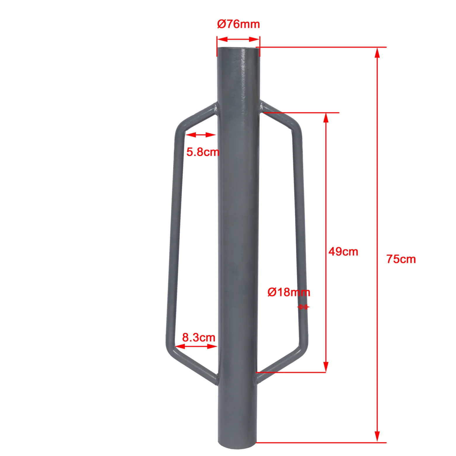 Wiltec Pfahlramme Ø 76 mm Handramme aus Stahl, Pfostenramme mit 2 Handgriffen, Zaunpfahlramme zum Einschlagen von Pfosten beim Zaunbau