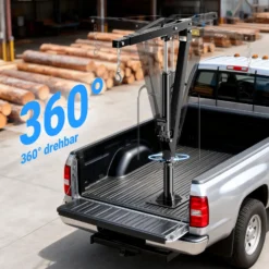 Wiltec Pickup Kran Ladekran 1800 mm Höhe, 900 kg Traglast und 360° Drehkranz, massiver Standfuß zur Bodenmontage, Werkstattkran