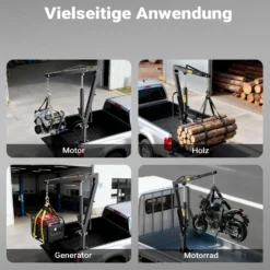 Wiltec Pickup Kran Ladekran 1800 mm Höhe, 900 kg Traglast und 360° Drehkranz, massiver Standfuß zur Bodenmontage, Werkstattkran