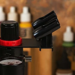 Wiltec Pistolenhalter zum Anbau an Airbrush Druckregler, Airbrush Zubehör, für Modellbau, Tattoos, Nailart