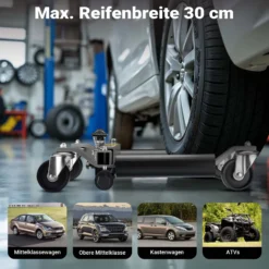 Wiltec PKW Rangierhilfe 2x Wagenheber hydraulisch, 2 Stück Rangierwagenheber je 680 kg Tragkraft, Autoheber bis 30 cm Reifenbreite