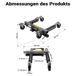 Wiltec PKW Rangierhilfe 2x Wagenheber hydraulisch, 2 Stück Rangierwagenheber je 680 kg Tragkraft, Autoheber bis 30 cm Reifenbreite