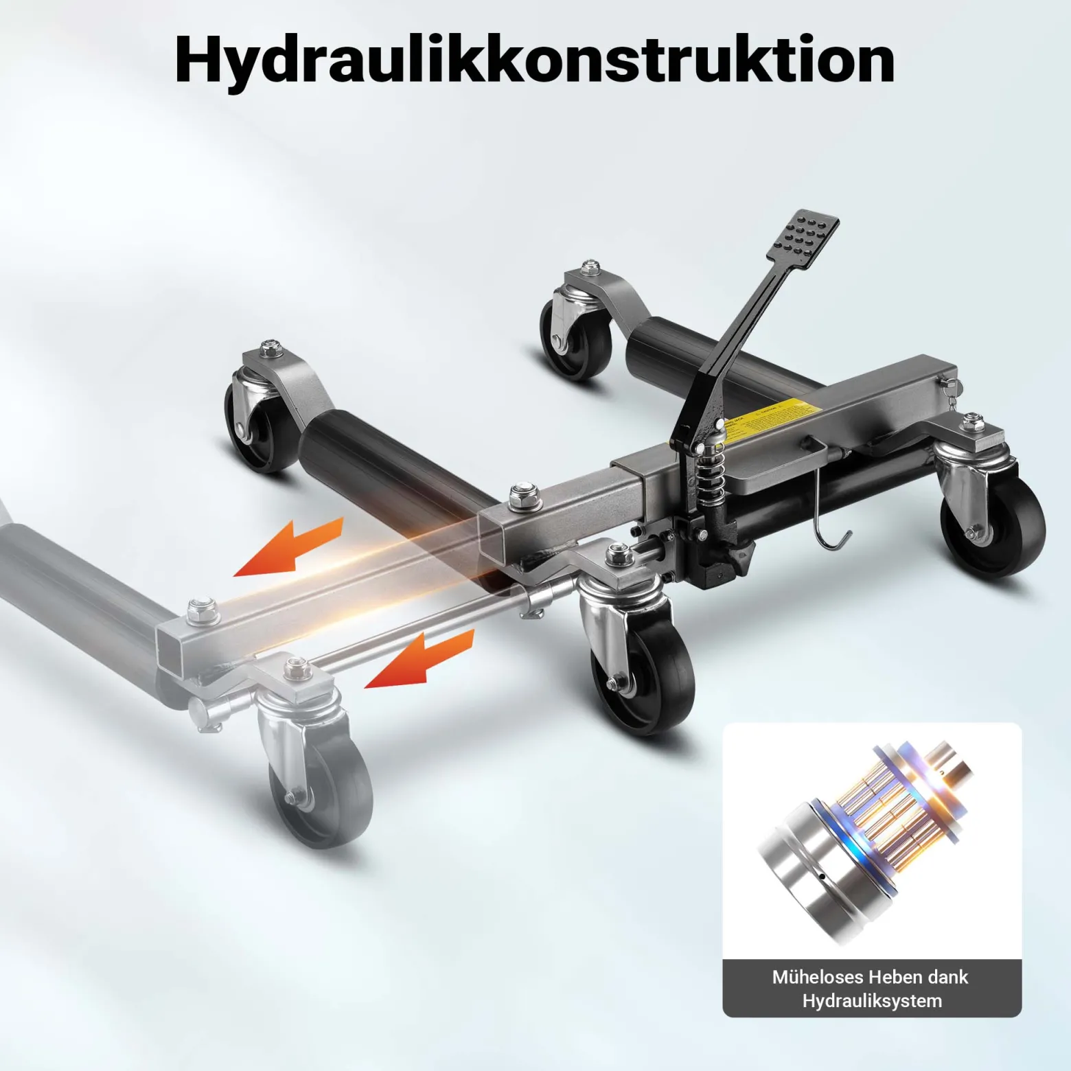Wiltec PKW Rangierhilfe 2x Wagenheber hydraulisch, 2 Stück Rangierwagenheber je 680 kg Tragkraft, Autoheber bis 30 cm Reifenbreite