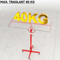 Wiltec Plattenheber bis max. 40 kg, Höhe 170-290 cm, Montagehilfe für Trockenbau, Paneelheber mit 4 Rädern mit Feststellbremse