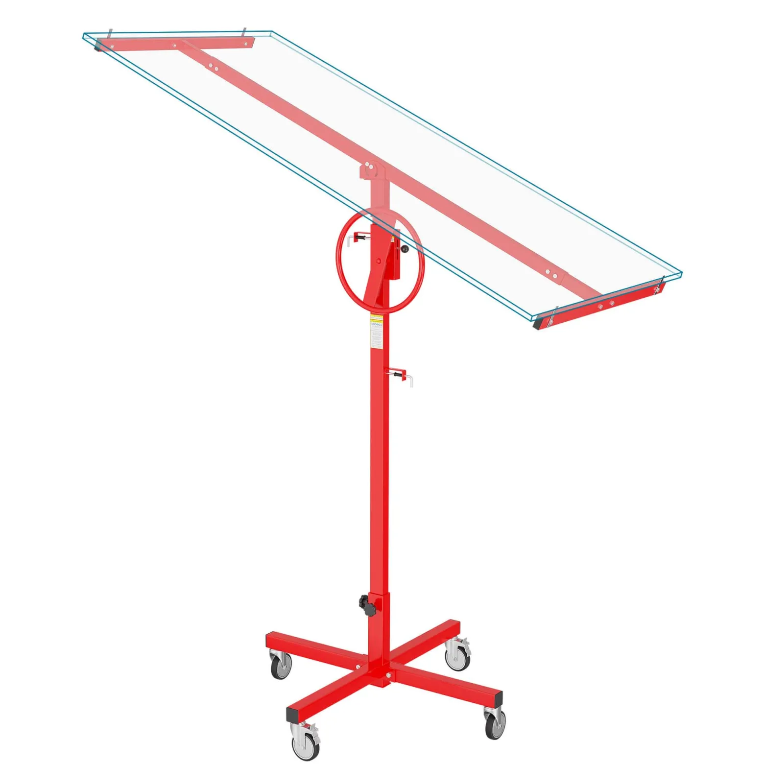 Wiltec Plattenheber bis max. 40 kg, Höhe 170-290 cm, Montagehilfe für Trockenbau, Paneelheber mit 4 Rädern mit Feststellbremse