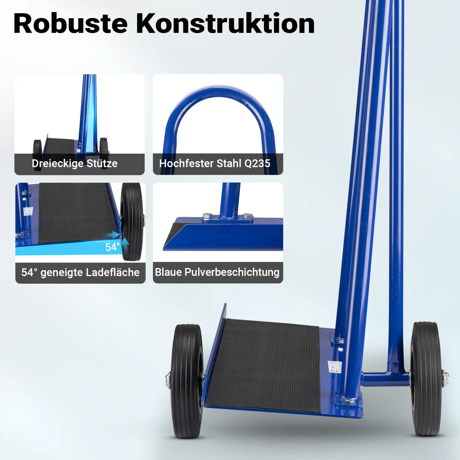 Wiltec Plattenkarren bis 300 kg mit 2 Vollgummi Rädern, Plattenwagen zum Transport großflächiger Platten u. v. m.