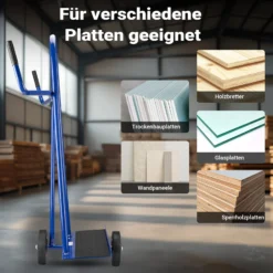 Wiltec Plattenkarren bis 300 kg mit 2 Vollgummi Rädern, Plattenwagen zum Transport großflächiger Platten u. v. m.