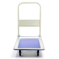 Wiltec Plattformwagen bis 150 kg 720x475x840 mm, Transportkarre klappbar mit Bügelgriff und gummibezogener Ladefläche, Transporthilfe