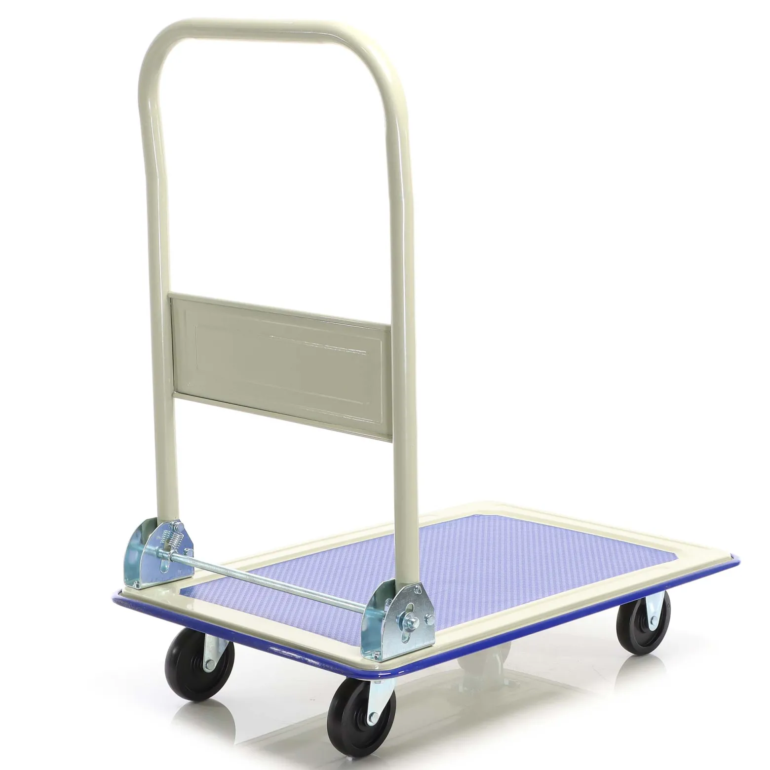 Wiltec Plattformwagen bis 150 kg 720x475x840 mm, Transportkarre klappbar mit Bügelgriff und gummibezogener Ladefläche, Transporthilfe