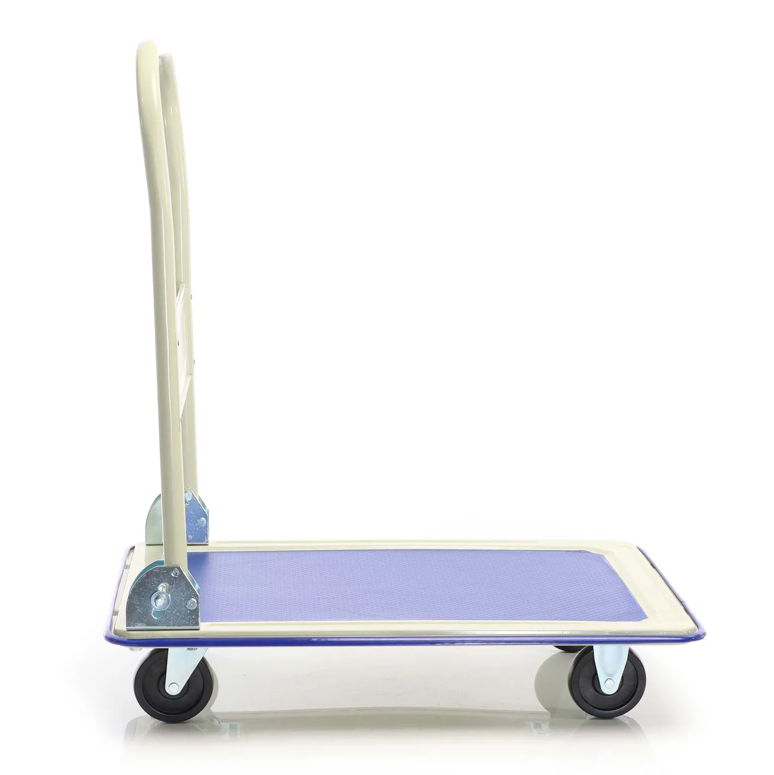 Wiltec Plattformwagen bis 150 kg 720x475x840 mm, Transportkarre klappbar mit Bügelgriff und gummibezogener Ladefläche, Transporthilfe