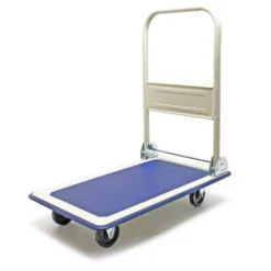 Wiltec Plattformwagen bis 150 kg 720x475x840 mm, Transportkarre klappbar mit Bügelgriff und gummibezogener Ladefläche, Transporthilfe
