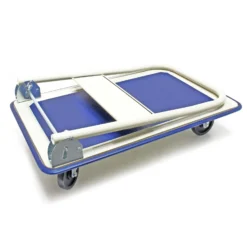 Wiltec Plattformwagen bis 150 kg 720x475x840 mm, Transportkarre klappbar mit Bügelgriff und gummibezogener Ladefläche, Transporthilfe