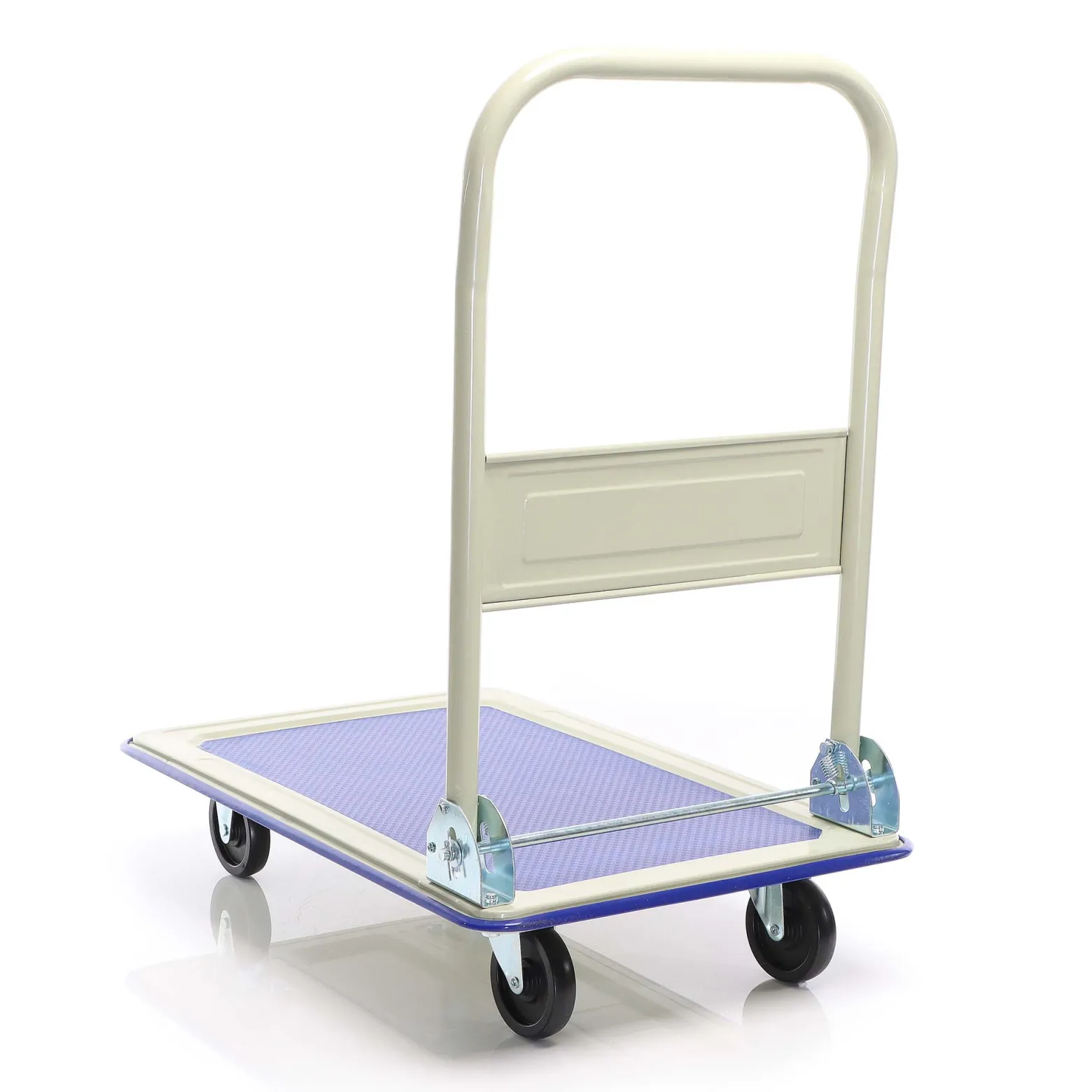 Wiltec Plattformwagen bis 150 kg 720x475x840 mm, Transportkarre klappbar mit Bügelgriff und gummibezogener Ladefläche, Transporthilfe