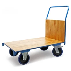 Wiltec Plattformwagen bis 600 kg 100x60 mm, Transportkarre mit Vollgummireifen, Bügelgriff und Bremse, Transportwagen