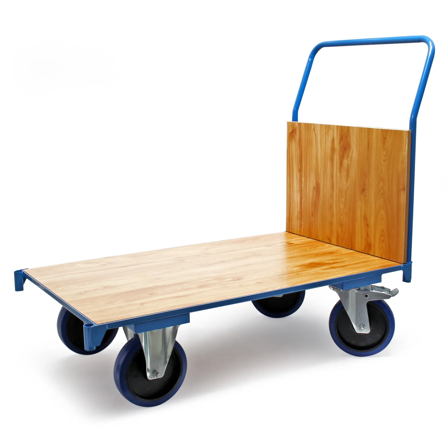 Wiltec Plattformwagen bis 600 kg 100x60 mm, Transportkarre mit Vollgummireifen, Bügelgriff und Bremse, Transportwagen