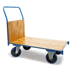 Wiltec Plattformwagen bis 600 kg 100x60 mm, Transportkarre mit Vollgummireifen, Bügelgriff und Bremse, Transportwagen