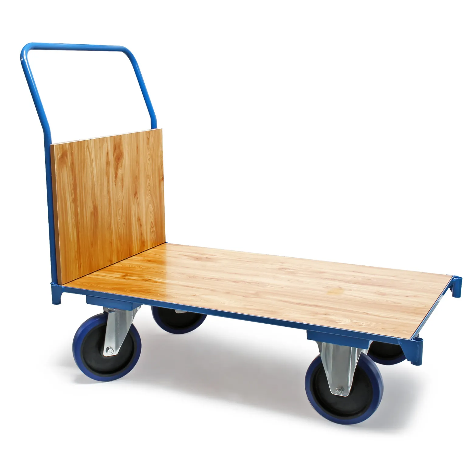 Wiltec Plattformwagen bis 600 kg 100x60 mm, Transportkarre mit Vollgummireifen, Bügelgriff und Bremse, Transportwagen
