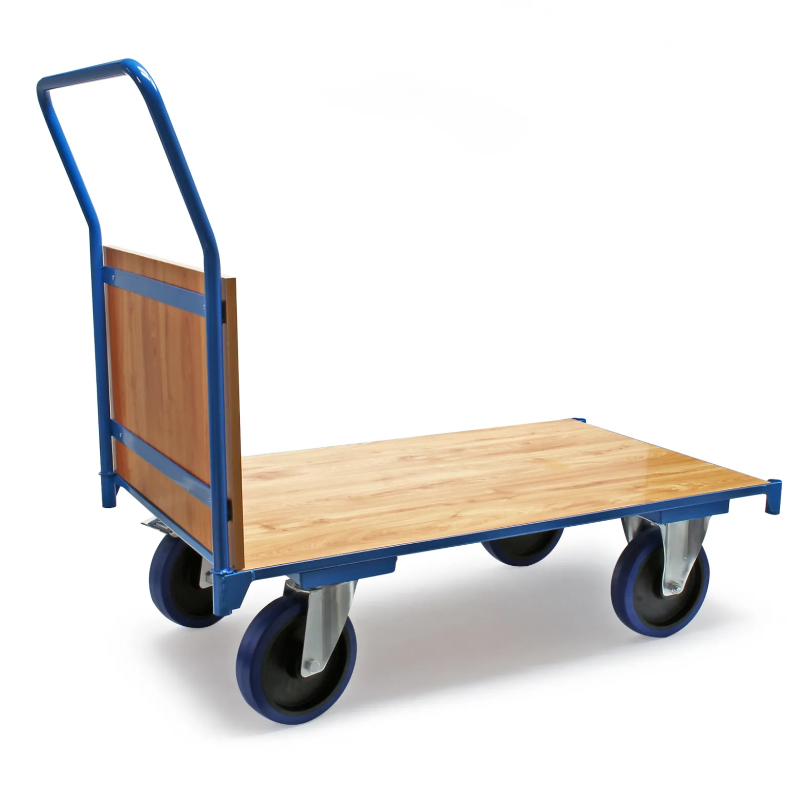 Wiltec Plattformwagen bis 600 kg 100x60 mm, Transportkarre mit Vollgummireifen, Bügelgriff und Bremse, Transportwagen