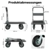 Wiltec Plattformwagen bis 300 kg 895x610x985 mm, Transportkarre klappbar mit Bügelgriff und Anti Rutsch Belag und Kantenschutz, Transporthilfe