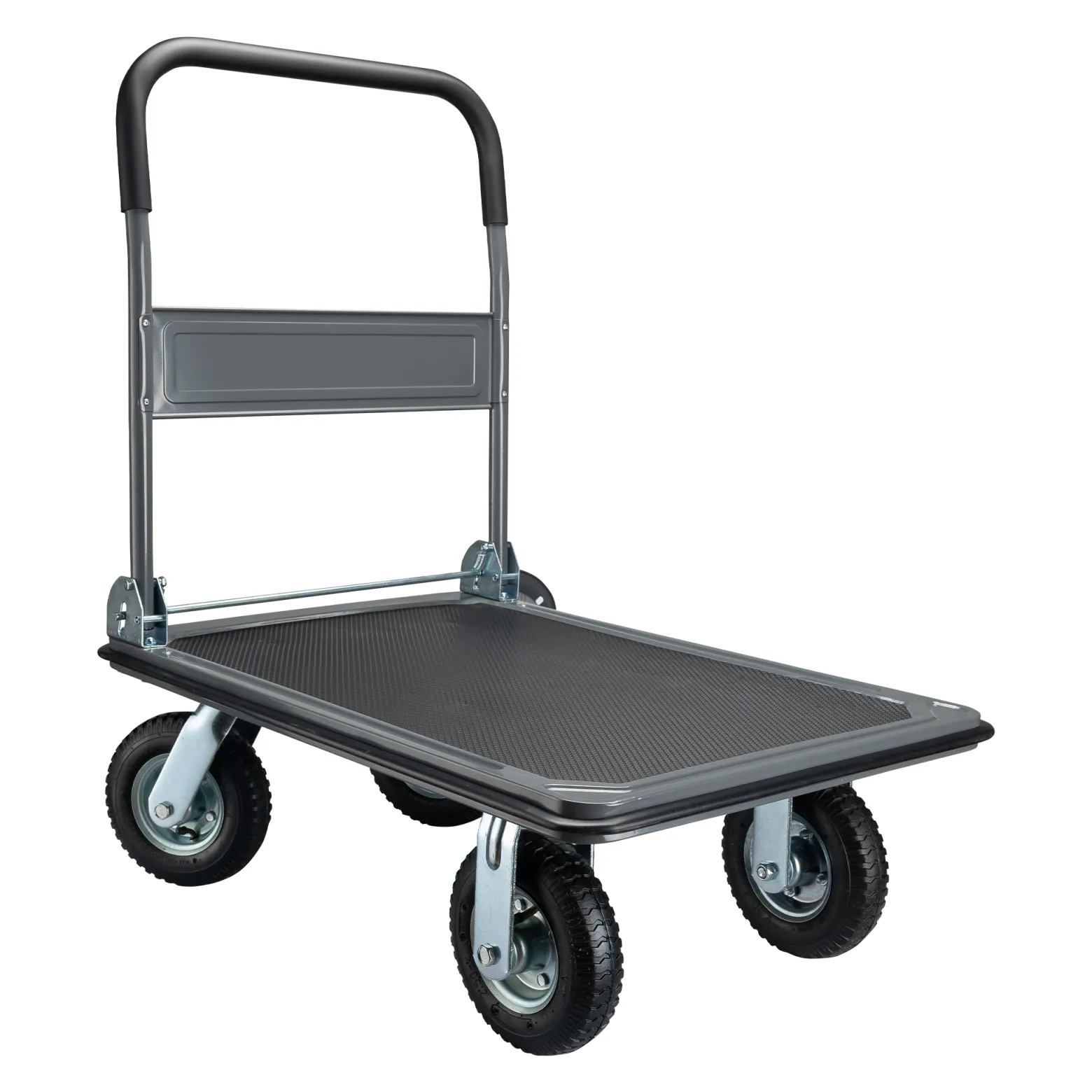 Wiltec Plattformwagen bis 300 kg 895x610x985 mm, Transportkarre klappbar mit Bügelgriff und Anti Rutsch Belag und Kantenschutz, Transporthilfe
